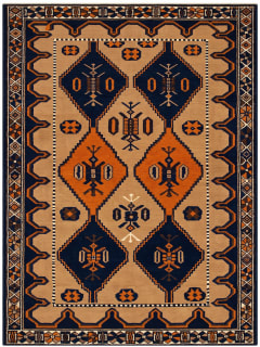 Baluch Geometric Diamond Navy Orange