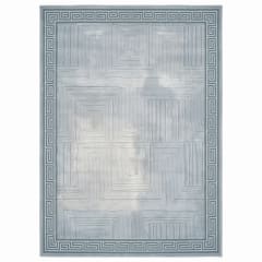 Contemporary Geometric Grid Silver Blue