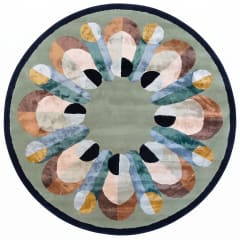Contemporary Tufted Floral Medallion Sage