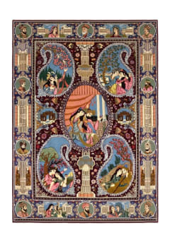 Isfahan Pictorial Medallion Burgundy