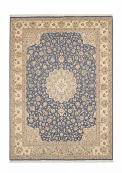 Kashan Medallion Floral Steel Blue