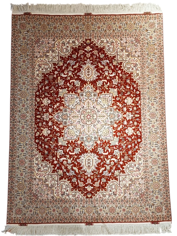 Heriz Medallion Red & Ivory, Tabriz persian rug, in red, Wool, 152x244 cm, Nasim Carpets Malaysia