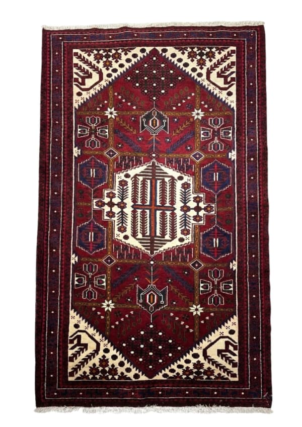 Qashqai Burgundy Medallion, Wool, 0.8x3 m, Nasim Carpets Malaysia