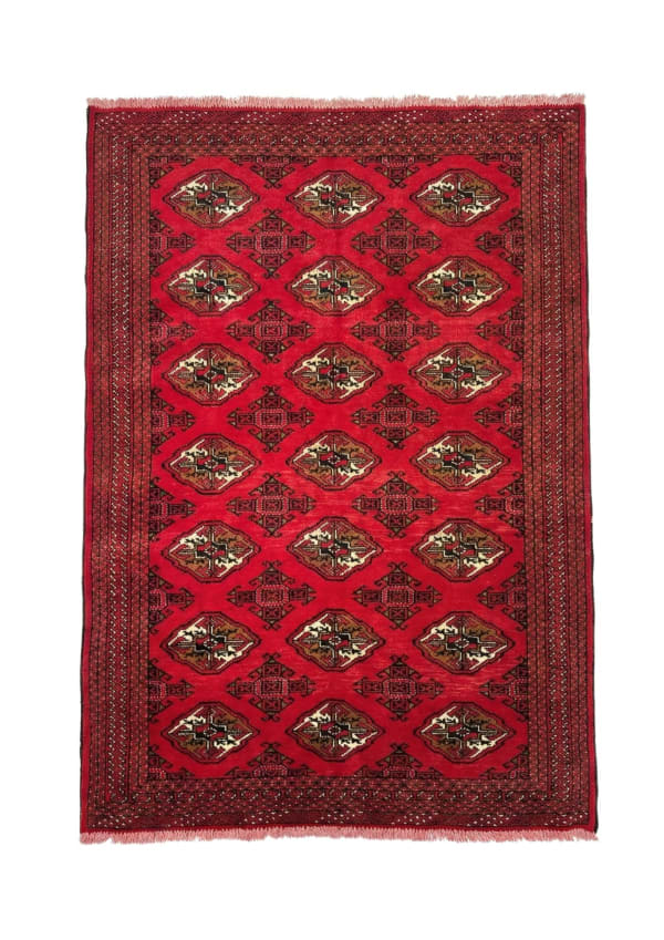 Turkmen Tekke Bokhara, Turkmen tribal rug, in red / burgundy, Wool, 122x183 cm, Nasim Carpets Malaysia