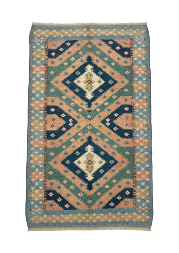 Vintage Turkish Yastik, Turkey tribal rug, in blue / navy, Wool, 152x243 cm, Nasim Carpets Malaysia