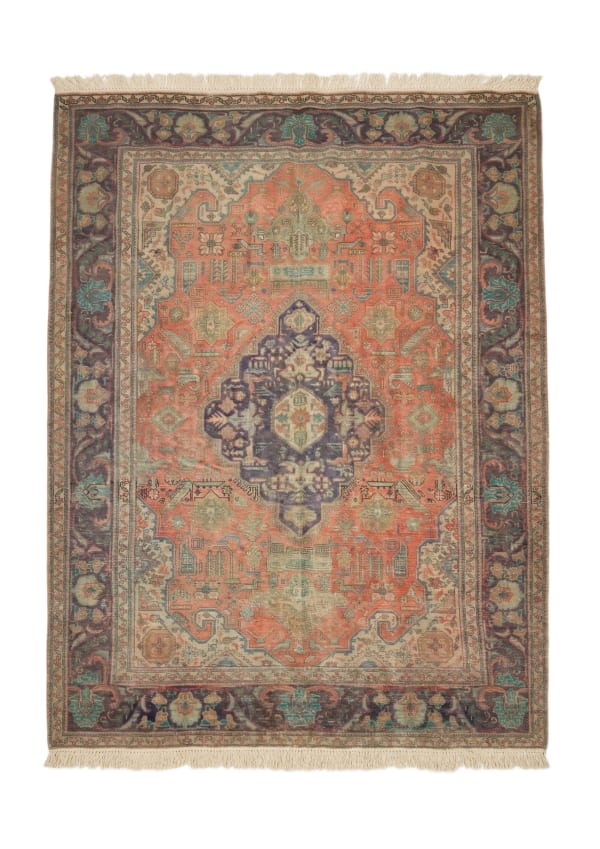 Vintage Kashan Coral Medallion, Kashan persian rug, in rust / terracotta, Wool, 213x305 cm, Nasim Carpets Malaysia
