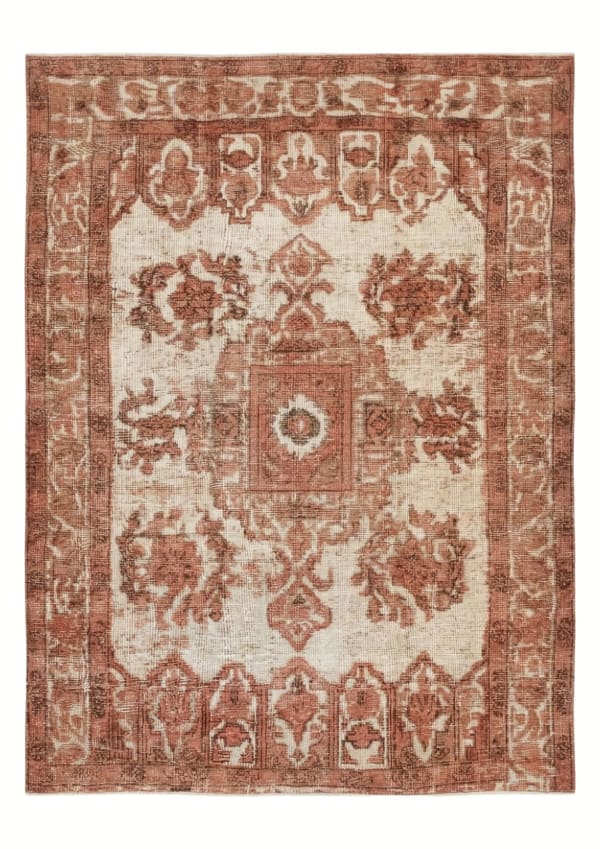 Vintage Kirman Distressed Floral Medallion, Kirman persian rug, in red, Wool, 183x274 cm, Nasim Carpets Malaysia
