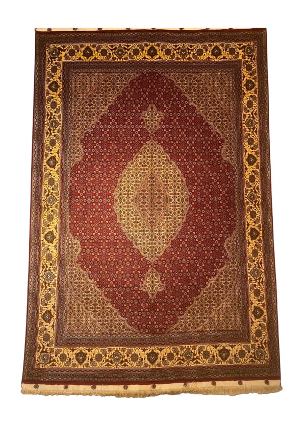 Tabriz Mahi Masterpiece, Tabriz persian rug, in red, Silk and Wool, 152x244 cm, Nasim Carpets Malaysia
