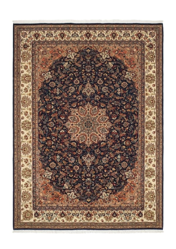 Pakistani Isfahan Medallion Navy, Pakistan persian rug, in navy blue, Silk and Wool, 183x274 cm, Nasim Carpets Malaysia