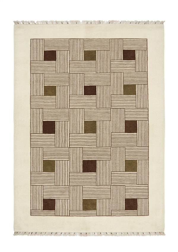 Grid Weave Ivory Rug, Nepal modern rug, in ivory, Wool, 122x183 cm, Nasim Carpets Malaysia