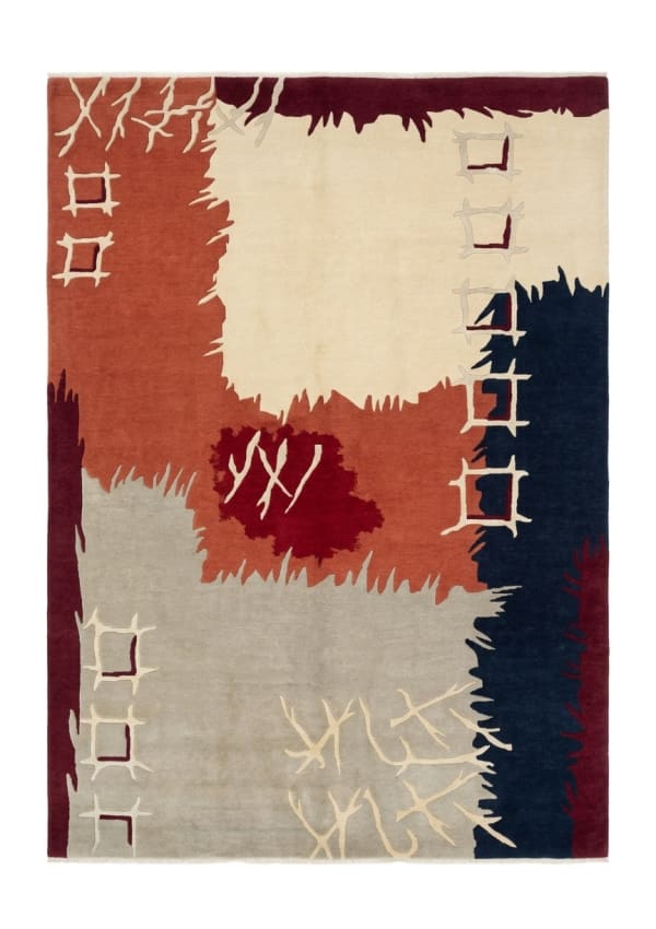 Nepal Abstract Patchwork Red, Nepal modern rug, in terracotta red, Wool, 125x238 cm, Nasim Carpets Malaysia