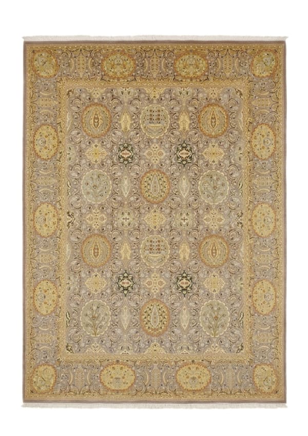 Isfahan Medallion Compartment Gold, Iran persian rug, in champagne gold, Wool, 274x381 cm, Nasim Carpets Malaysia