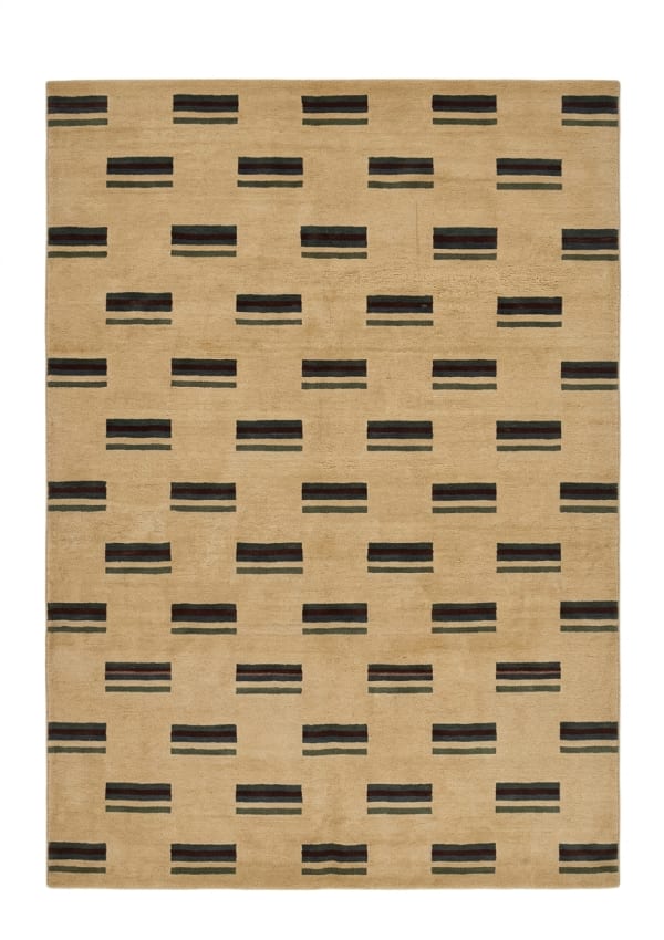 Gabbeh Stripe Grid Sand, Fars Province, Iran modern rug, in sand, Wool, 183x244 cm, Nasim Carpets Malaysia