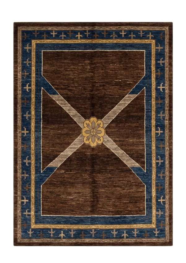 Gabbeh Medallion Brown, Shiraz, Iran modern rug, in chocolate brown, Wool, 125x198 cm, Nasim Carpets Malaysia