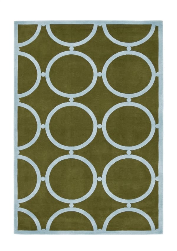 India Modern Circle Olive, Bhadohi, India modern rug, in olive green, Viscose, 122x183 cm, Nasim Carpets Malaysia