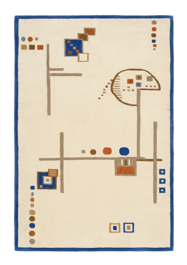 Tibetan Bauhaus Geometric Cream, Nepal modern rug, in cream, Wool, 91x152 cm, Nasim Carpets Malaysia