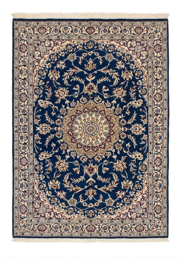Nain Medallion Navy, Nain persian rug, in navy blue, Silk and Wool, 122x183 cm, Nasim Carpets Malaysia