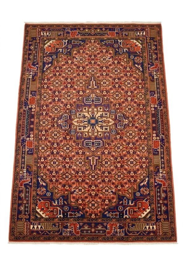 Koliai Herati Medallion Salmon, Koliai, Kurdistan, Iran persian rug, in red, Wool, 91x152 cm, Nasim Carpets Malaysia