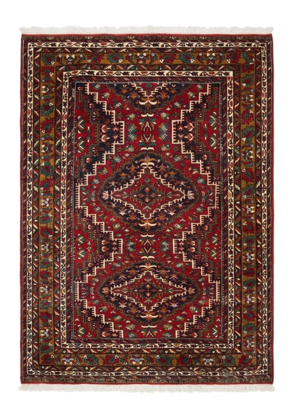Qashqai Stepped Diamond Medallion Crimson, Iran tribal rug, in crimson red, Wool, 121x182 cm, Nasim Carpets Malaysia