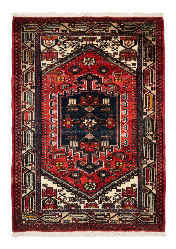 Hamadan Stepped Medallion Red, Hamadan, Iran tribal rug, in madder red, Wool, 91x152 cm, Nasim Carpets Malaysia