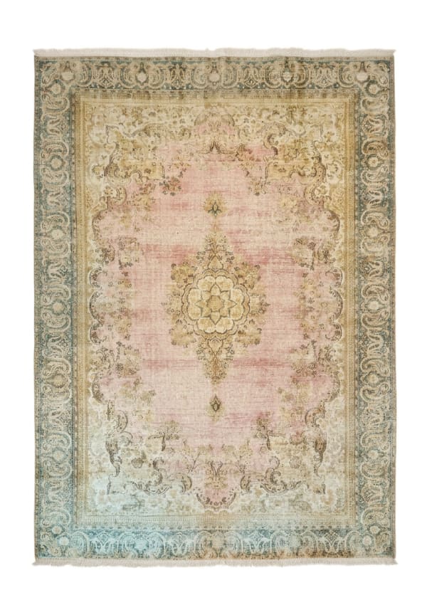 Kerman Medallion Faded Rose, Kerman persian rug, in rose pink, Wool, 243x304 cm, Nasim Carpets Malaysia