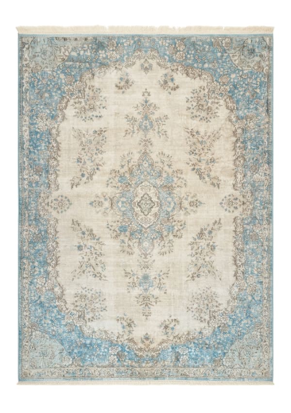 Kerman Medallion Ice Blue, Kerman persian rug, in ice blue, Wool, 243x304 cm, Nasim Carpets Malaysia