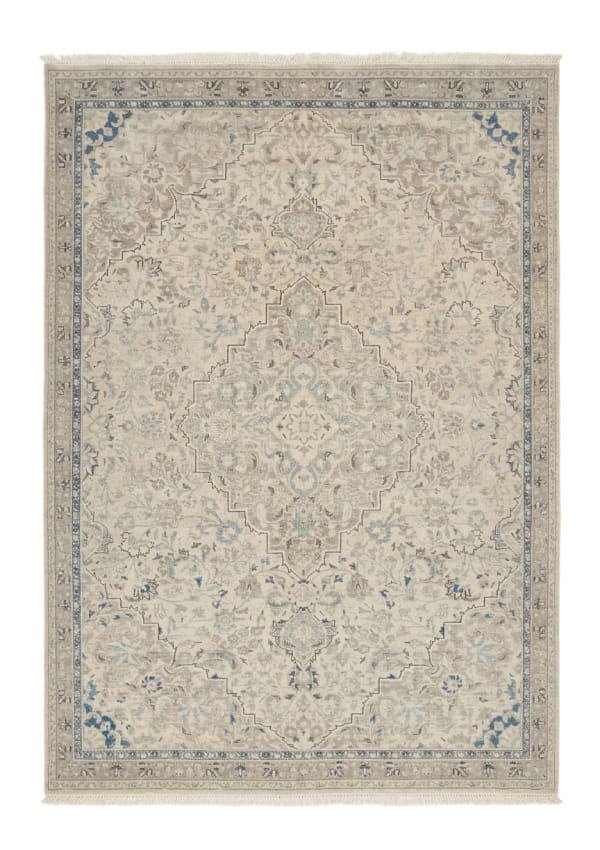 Tabriz Medallion Ivory Blue, Tabriz persian rug, in blue, Wool, 213x304 cm, Nasim Carpets Malaysia