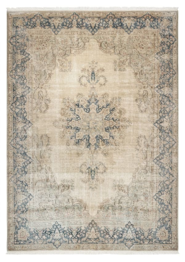 Kashan Open-Field Medallion Ivory, Kashan persian rug, in ivory, Wool, 274x396 cm, Nasim Carpets Malaysia
