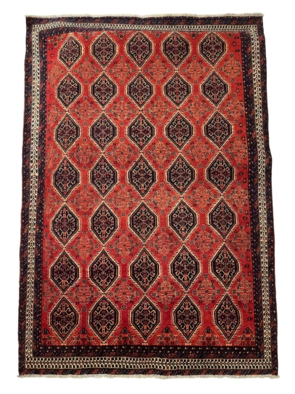 Afshar Lattice Diamond Red, Afshar, Iran tribal rug, in madder red, Wool, 171x244 cm, Nasim Carpets Malaysia