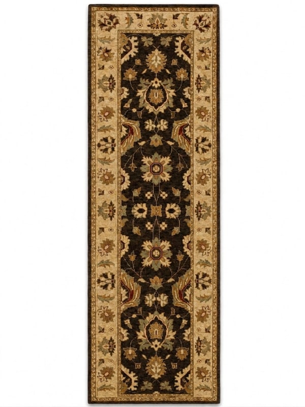Peshawar Sultanabad Floral Runner Brown, Peshawar, Pakistan persian rug, in chocolate brown, Wool, 85x277 cm, Nasim Carpets Malaysia