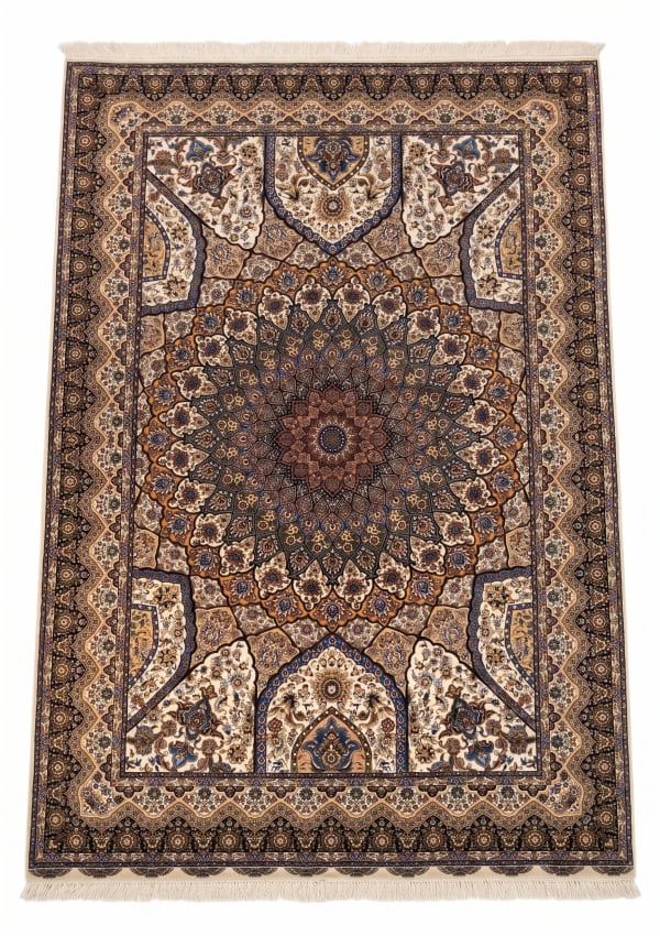 Isfahan Dome Medallion Ivory, Isfahan, Iran bespoke rug, in ivory, Viscose, 91x152 cm, Nasim Carpets Malaysia