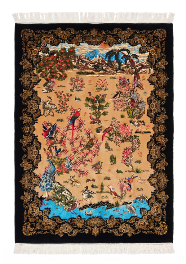 Qom Tree of Life Ebony, Qom, Iran bespoke rug, in camel, Viscose, 91x152 cm, Nasim Carpets Malaysia