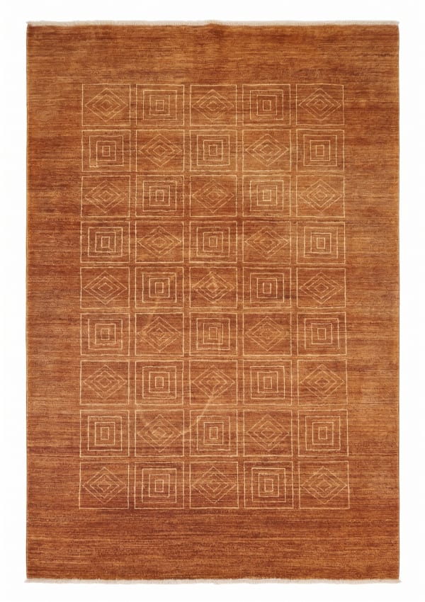 Gabbeh Geometric Grid Brown, Fars Province, Iran persian rug, in cinnamon brown, Wool, 162x244 cm, Nasim Carpets Malaysia