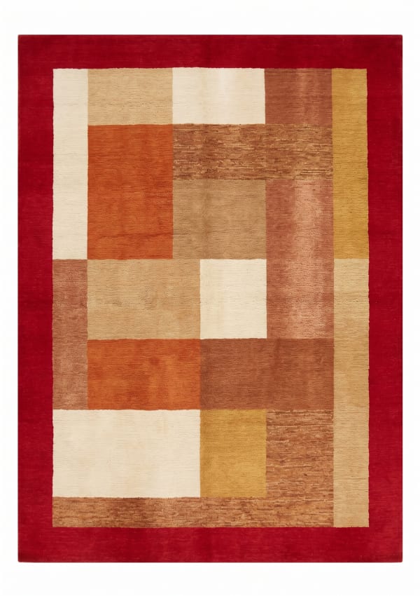 Pakistani Gabbeh Geometric Red, Pakistan modern rug, in crimson red, Wool, 183x274 cm, Nasim Carpets Malaysia