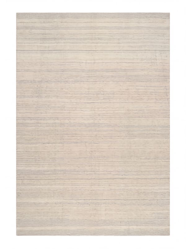 Moroccan Stripe Ivory Blue, Morocco (Atlas Region) modern rug, in warm ivory, Wool, 247x354 cm, Nasim Carpets Malaysia