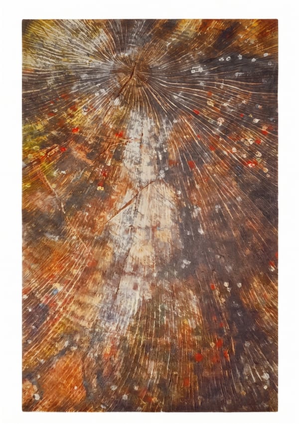 Contemporary Abstract Sunburst Umber, India (Indo-modern / art rug workshop) modern rug, in umber brown, Wool, 152x244 cm, Nasim Carpets Malaysia