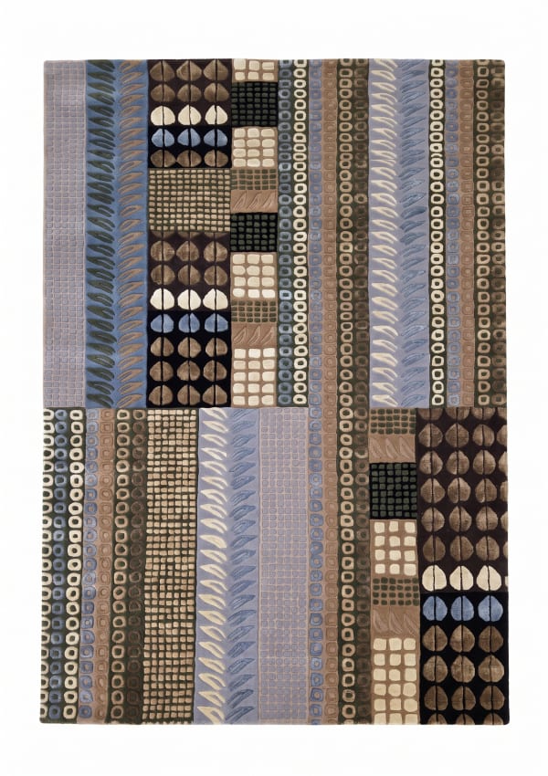 Scandinavian Modernist Stripe Multiblue, Scandinavia (Swedish or Finnish Mid-Century Modern design tradition) bespoke rug, in slate blue, Wool, 91x152 cm, Nasim Carpets Malaysia