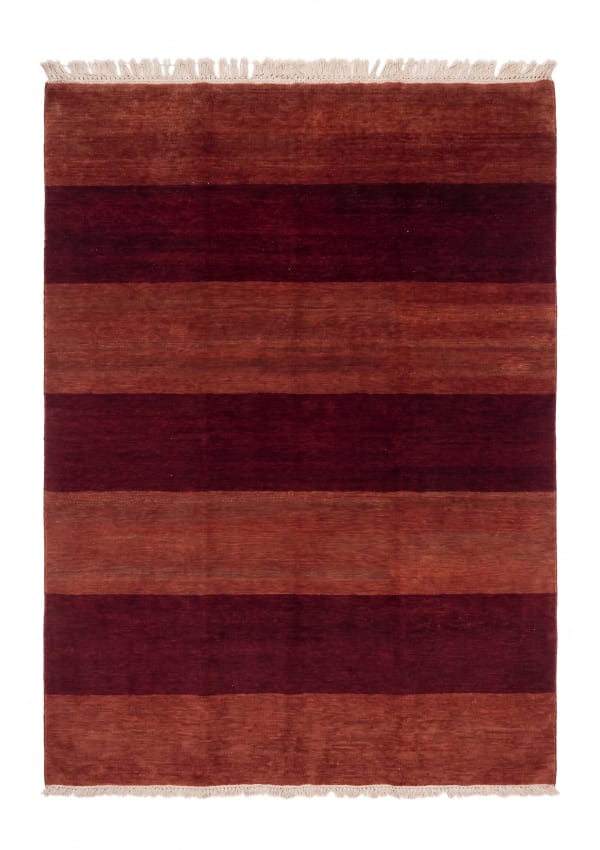 Indo-Gabbeh Stripe Burgundy, Indo-Gabbeh, India (inspired by Lori-Qashqai Gabbeh tradition, Iran) modern rug, in burgundy, Wool, 131x195 cm, Nasim Carpets Malaysia