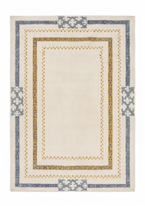 Turkish Minimalist Border Ivory Gold, Turkey modern rug, in ivory, Wool, 152x213 cm, Nasim Carpets Malaysia