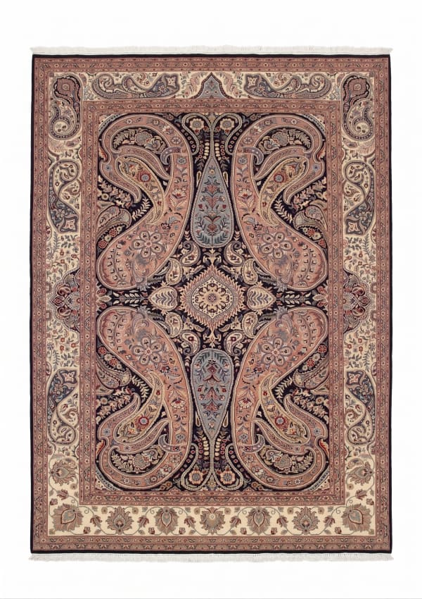 Kerman Boteh Paisley Rose Ivory, Pakistan persian rug, in dusty rose, Wool, 183x274 cm, Nasim Carpets Malaysia