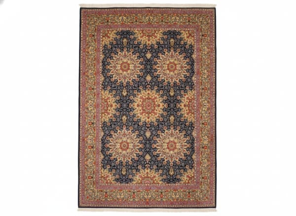 Kashan All-Over Floral Navy, Kashan, Iran persian rug, in midnight navy, Wool, 305x396 cm, Nasim Carpets Malaysia