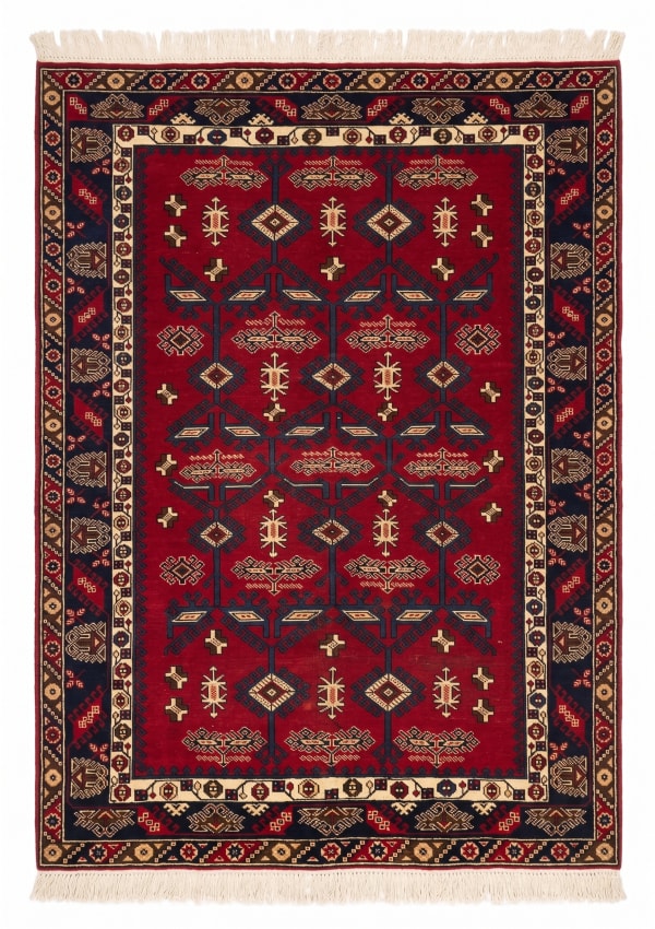 Caucasian Tribal All-Over Crimson, Shirvan, Azerbaijan (Caucasus) tribal rug, in crimson red, Wool, 213x305 cm, Nasim Carpets Malaysia