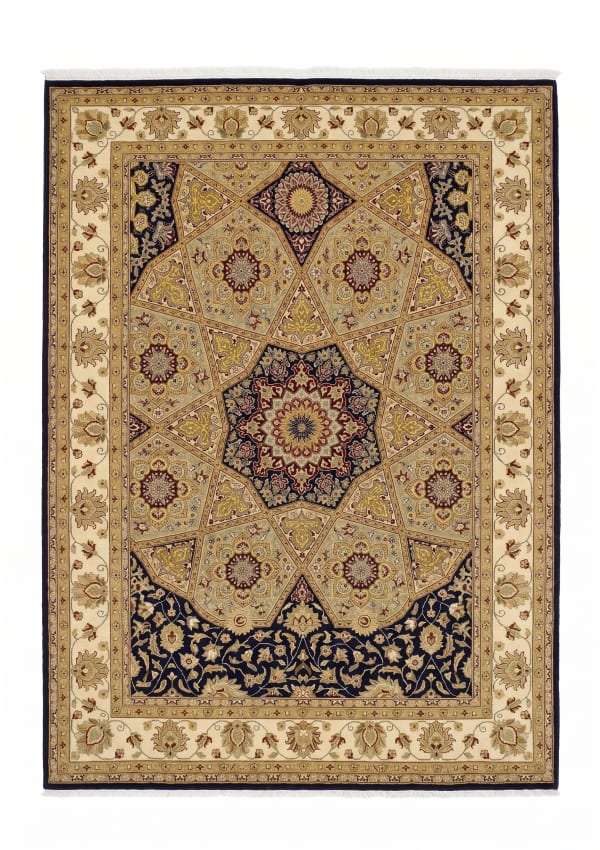 Tabriz Dome Medallion Gold, Tabriz, Iran persian rug, in antique gold, Wool, 244x305 cm, Nasim Carpets Malaysia