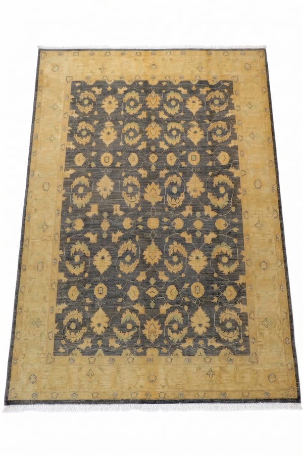 Chobi Ziegler All-Over Charcoal Gold, Peshawar, Pakistan (Chobi Ziegler tradition) persian rug, in charcoal slate, Wool, 253x305 cm, Nasim Carpets Malaysia