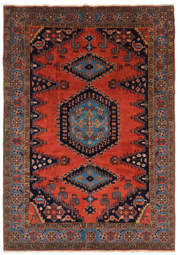 Malayer Triple Medallion Rust, Malayer, Hamadan Province, Iran persian rug, in burnt rust red, Wool, 177x226, Nasim Carpets Malaysia