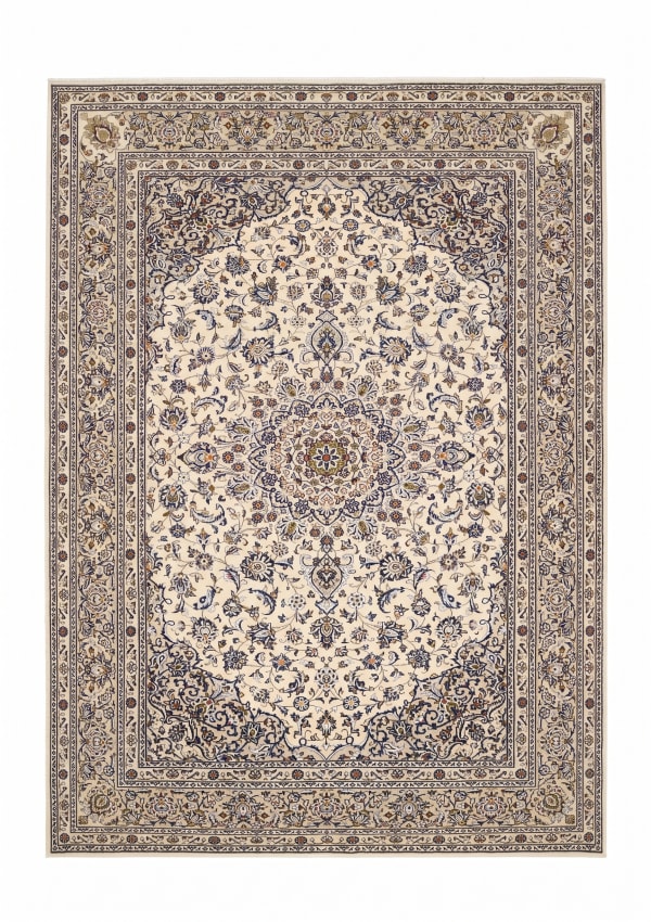 Kashan Medallion Ivory, Kashan, Iran persian rug, in antique ivory, Wool, 195x290, Nasim Carpets Malaysia
