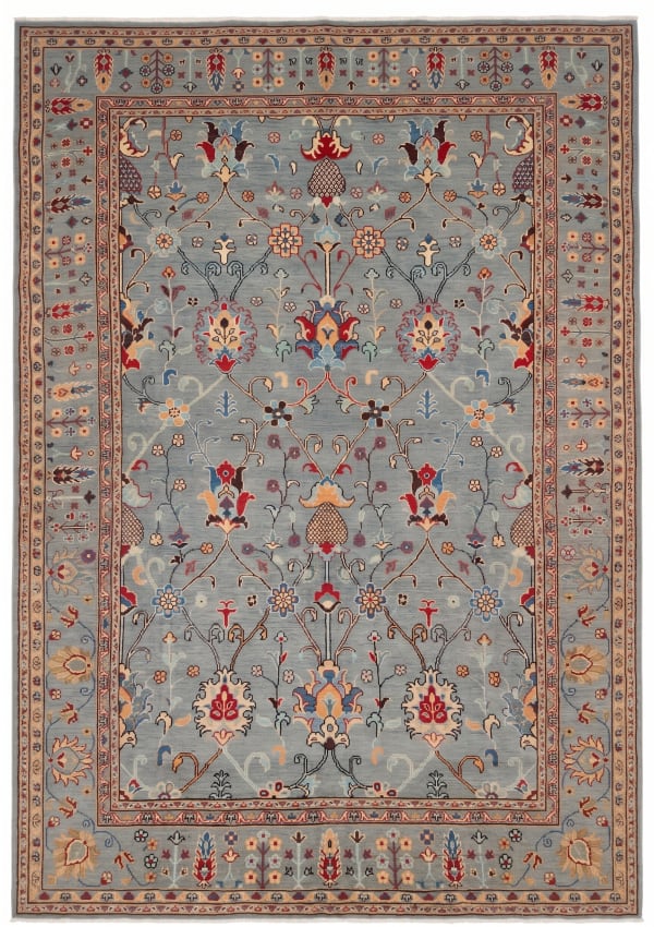 Tabriz Vase Floral Steel Blue, Tabriz, Iran tribal rug, in steel blue, Wool, 207x296, Nasim Carpets Malaysia