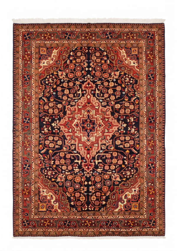 Hamadan Medallion Navy Rose, Hamadan, Iran tribal rug, in midnight navy, Wool, 137x186, Nasim Carpets Malaysia