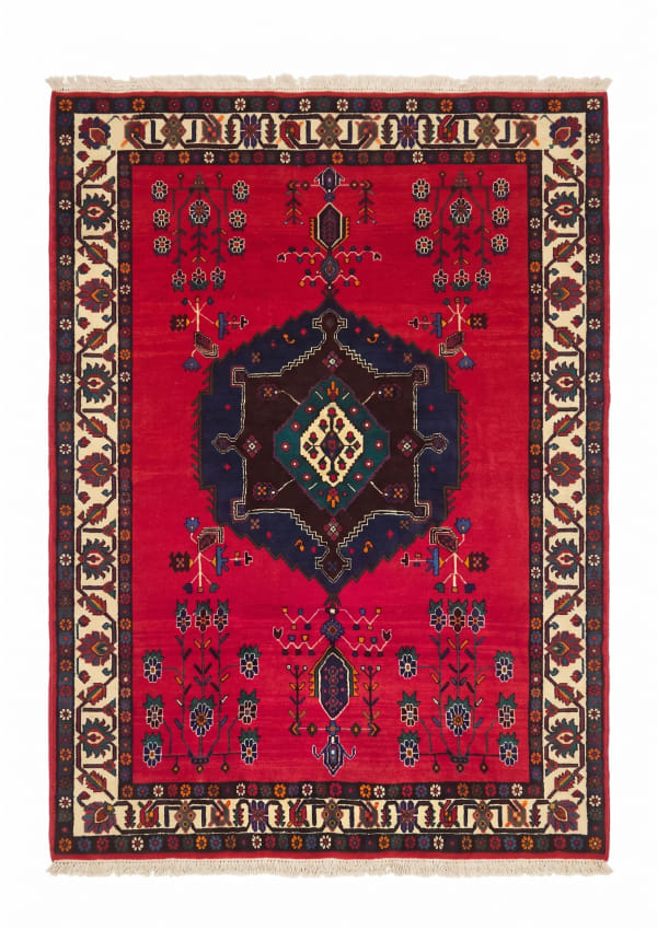 Luri Tribal Medallion Crimson, Luristan, Iran tribal rug, in crimson red, Wool, 152x213, Nasim Carpets Malaysia