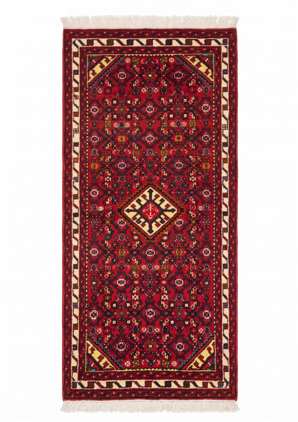 Hamedan All-Over Crimson Runner, Hamedan, Iran tribal rug, in crimson red, Wool, 79x201, Nasim Carpets Malaysia